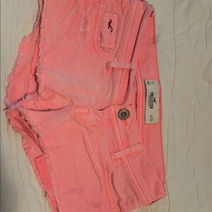 Hollister Neon Pink Frayed Shorts